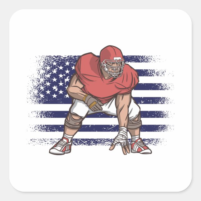 Adesivo Quadrado American Football Fan Jersey Shirt USA Flag (Frente)