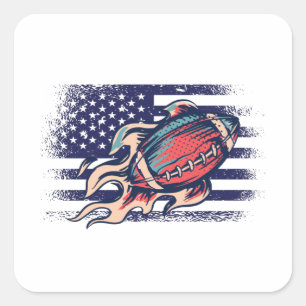Adesivo Quadrado American Football Fan Jersey Shirt USA Flag
