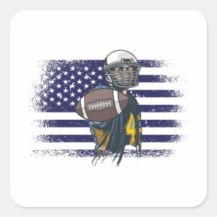Adesivo Quadrado American Football Fan Jersey Shirt USA Flag Square
