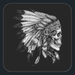 Adesivo Quadrado American Motorcycle Skull Native Indian Eagle Chie<br><div class="desc">American Motorcycle Skull Native Indian Eagle Chief</div>