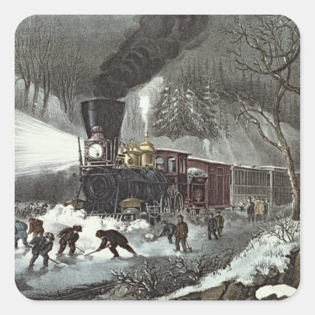 Adesivo Quadrado American Railroad Scene, 1871 (Frente)