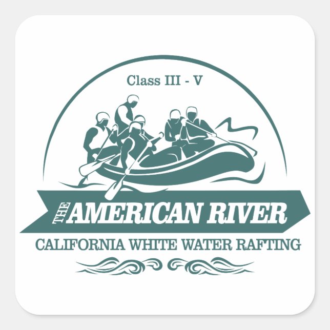 Adesivo Quadrado American River Rafting (Frente)