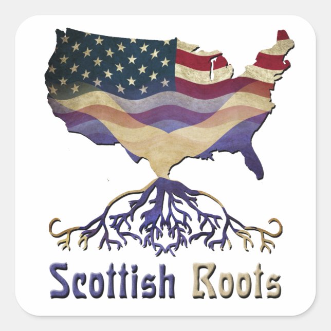 Adesivo Quadrado American Scottish Roots Stickers (Frente)