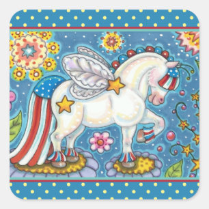 Adesivo Quadrado AMERICANA WHIMSYNICKER PATRIOTIC PONY Fantasy