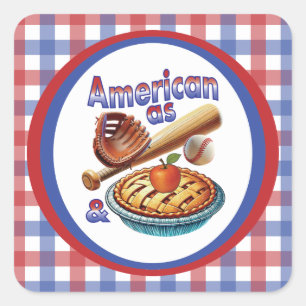 Adesivo Quadrado Americano divertido como Beball e Apple Pie