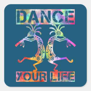 Adesivo Quadrado Americanos nativos Kokopelli - Dance a sua vida 3