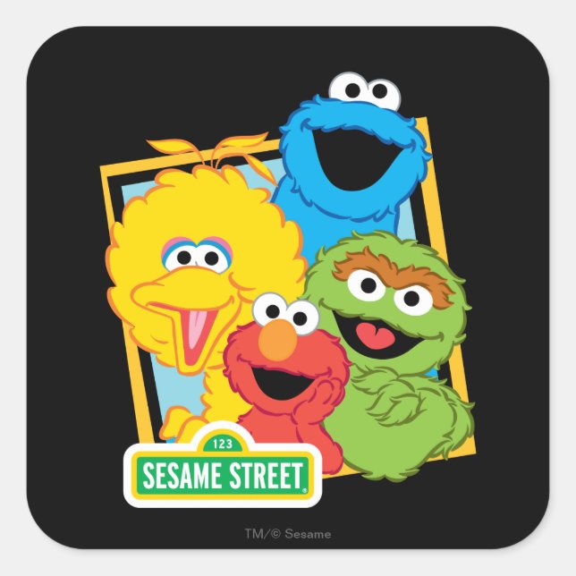 Adesivo Quadrado Amigos do Sesame Street (Frente)