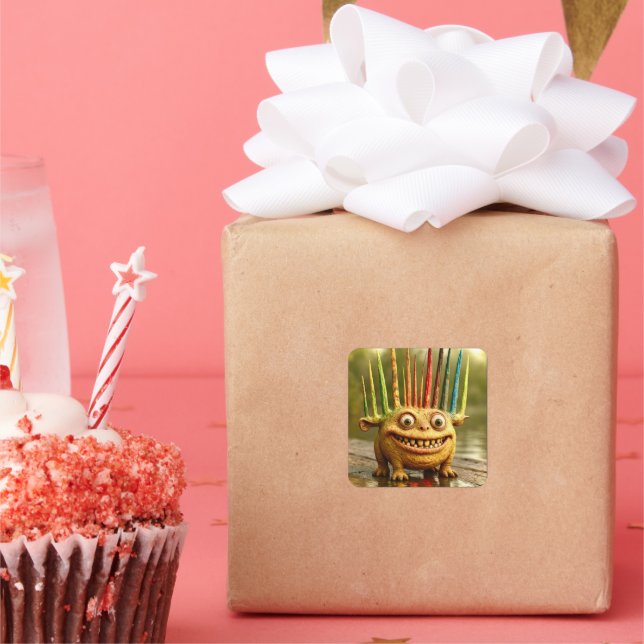 Adesivo Quadrado Amigos Ímpar - Poster de Monstro do Arco-Íris (Festa)