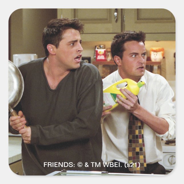 Adesivo Quadrado AMIGOS™ | Joey & Chandler Assustados (Frente)