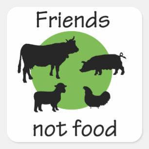 Adesivo Quadrado Amigos, não Comida