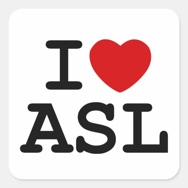 Adesivo Quadrado Amo ASL (Frente)