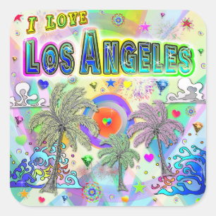 Adesivo Quadrado Amo Los Angeles Deep Dream Sticker