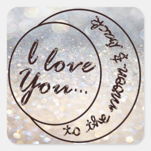 Adesivo Quadrado Amo-te à Lua e Volta