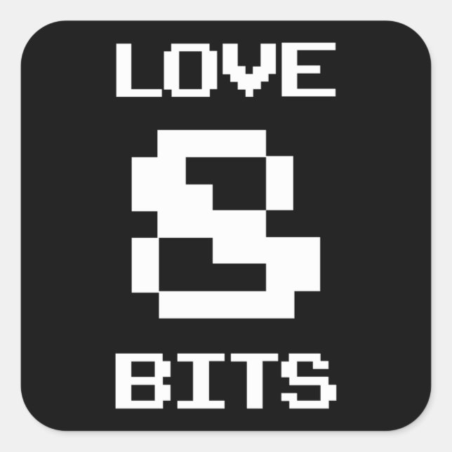 Adesivo Quadrado Amor 8 Bits (Frente)