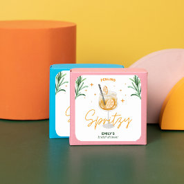 Adesivo Quadrado Amor à Primeira Spritz Chá de Noiva Aquarela Fofo