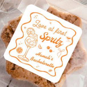 Adesivo Quadrado Amor à primeira taça de spritz Festa de Despedida 