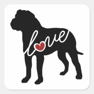 Adesivo Quadrado Amor americano do buldogue (intimidação)