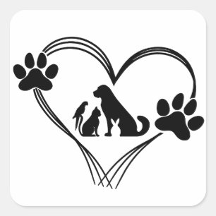 Adesivo Quadrado Amor aos animais de estimação