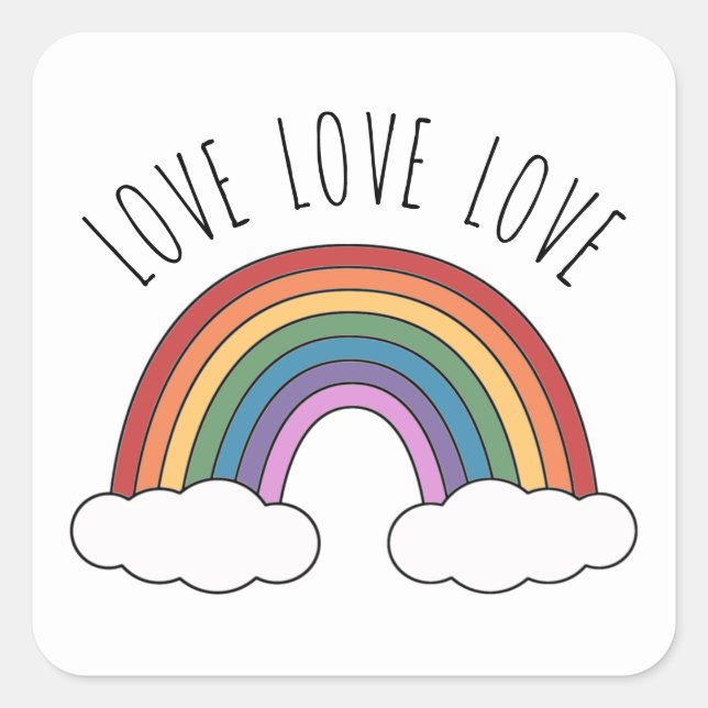 Adesivo Quadrado Amor Arco-íris Amor Amor (Frente)