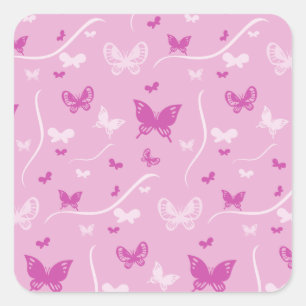 Adesivo Quadrado Amor Borboleta Rosa-Rosa