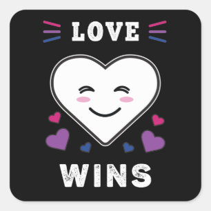 Adesivo Quadrado Amor Cardíaco ganha orgulho bissexual LGBTQ