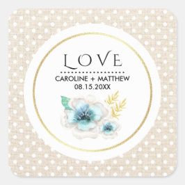 Adesivo Quadrado Amor. Casamento de Textura Romântica Floral