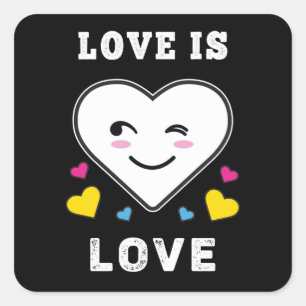 Adesivo Quadrado Amor Com Carinho É Orgulho Pansexual LGBTQ