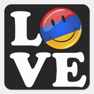 Adesivo Quadrado Amor da bandeira de sorriso de Arménia