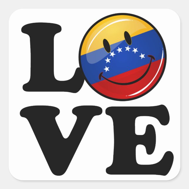 Adesivo Quadrado Amor Da Venezuela Sorrindo Bandeira (Frente)