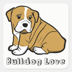 Adesivo Quadrado Amor de Cachorro Bulldog Inglês