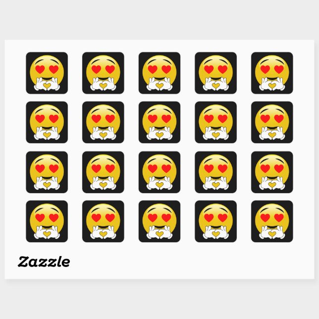 Adesivo Quadrado Amor de Emoji dos olhos das m os do cora o