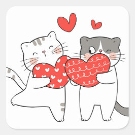 Adesivo Quadrado Amor de Gato