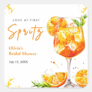 Adesivo Quadrado Amor de Laranja em Cocktail no Primeiro Spritz Chá