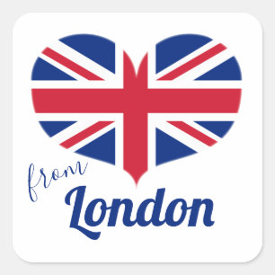 Adesivo Quadrado Amor de Londres  Coração — Reino Unido Flag Un