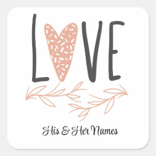 Adesivo Quadrado Amor - Dia de os namorados Boho Cute