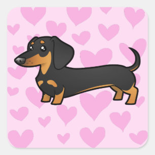 Adesivo Quadrado Amor do Dachshund (alise o casaco)