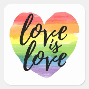 Adesivo Quadrado Amor é Amor  Coração arco-íris