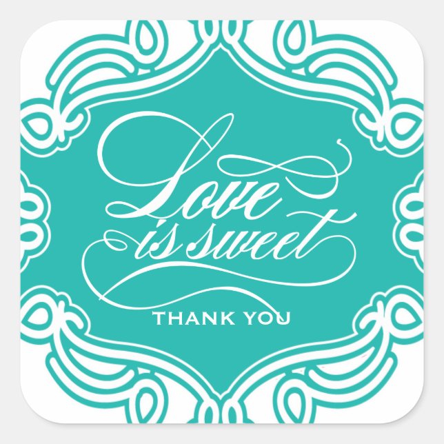 Adesivo Quadrado Amor é doce Casamento Vestidos (Frente)