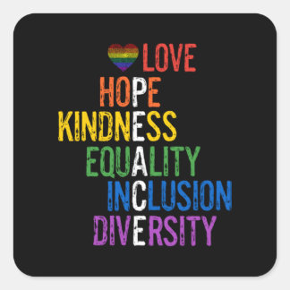 Adesivo Quadrado Amor Esperança Igualdade Inclusão Diversidade Pe