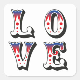 Adesivo Quadrado Amor - Estilo de Circo de Carnaval Vintage