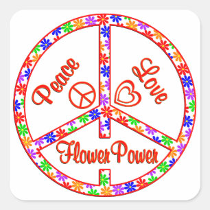 Adesivo Quadrado Amor flower power da paz