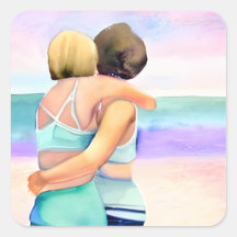 Amor lésbica | Duas mulheres que abraçam em Praia