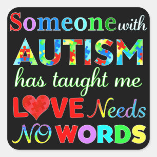 ADESIVO QUADRADO AMOR NÃO PRECISA DE PALAVRAS AUTISM