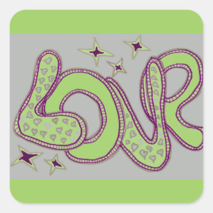 Adesivo Quadrado Amor no estilo dos anos 60