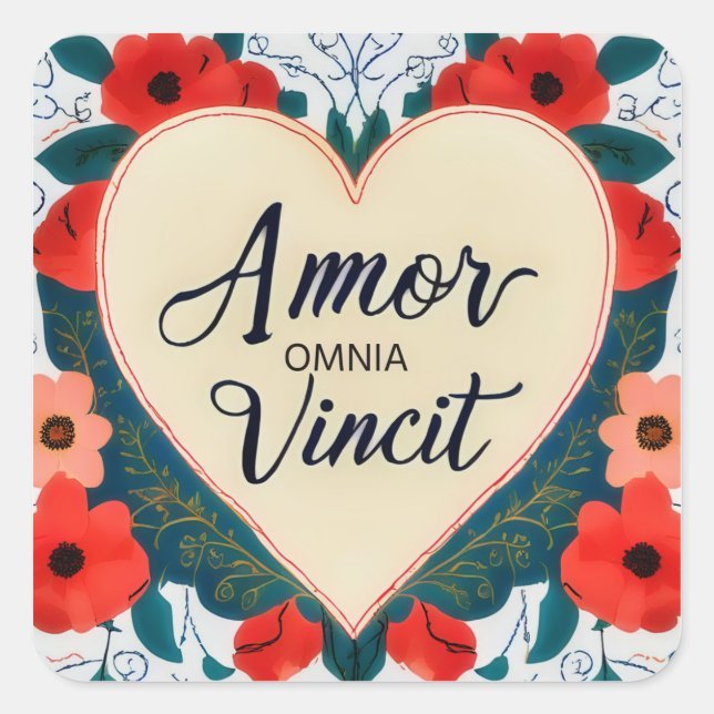 Adesivo Quadrado Amor Omnia Vincit - citação (Frente)