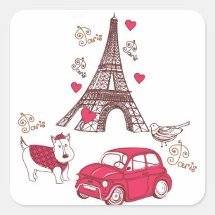 Adesivo Quadrado Amor Paris