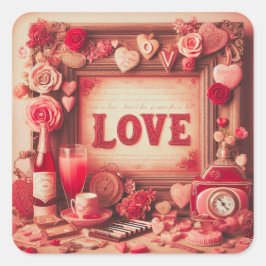 Adesivo Quadrado Amor pelo Dia de os namorados