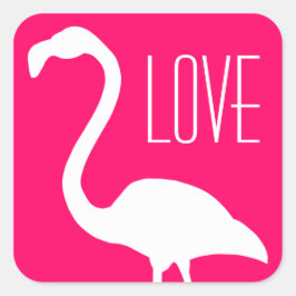 Adesivo Quadrado Amor personalizado, cor-de-rosa e branco, Flamingo
