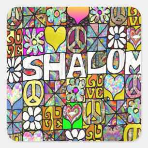 Adesivo Quadrado AMOR psicadélico retro de 60s Shalom