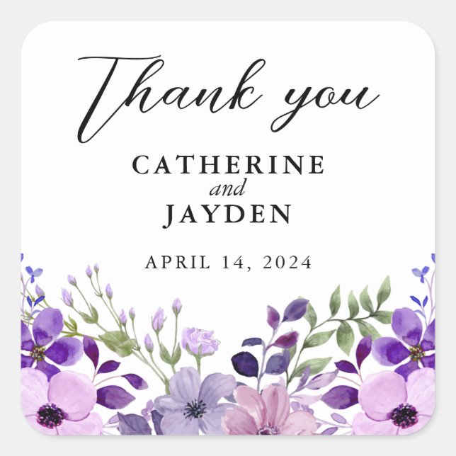 Adesivo Quadrado Amor Roxo Elegante (Frente)